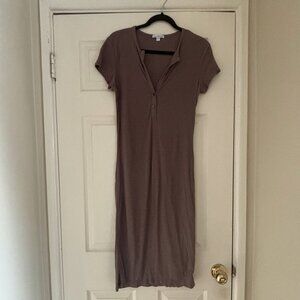 Standard James Perse Henley Cap Sleeve Plunge Midi Dress Size 1/ US S